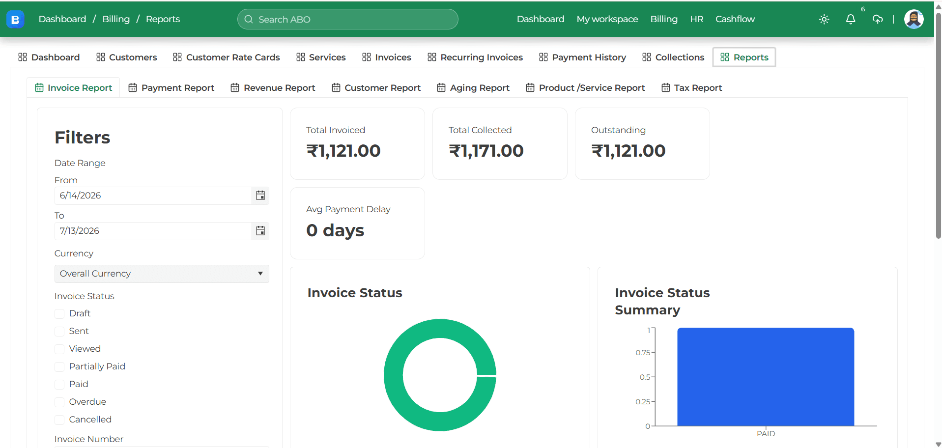 Billing Reports screenshot